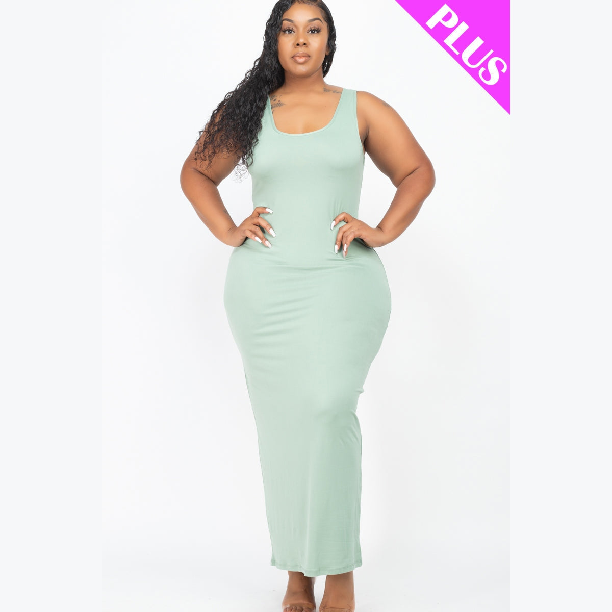 Plus Size Solid Basic Maxi Dress