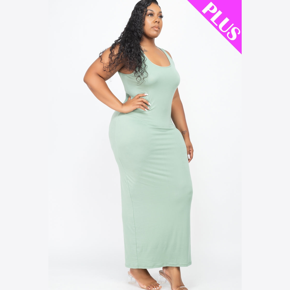 Plus Size Solid Basic Maxi Dress