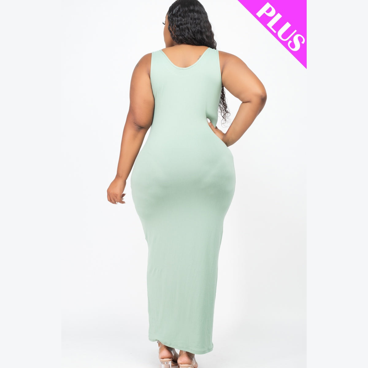 Plus Size Solid Basic Maxi Dress