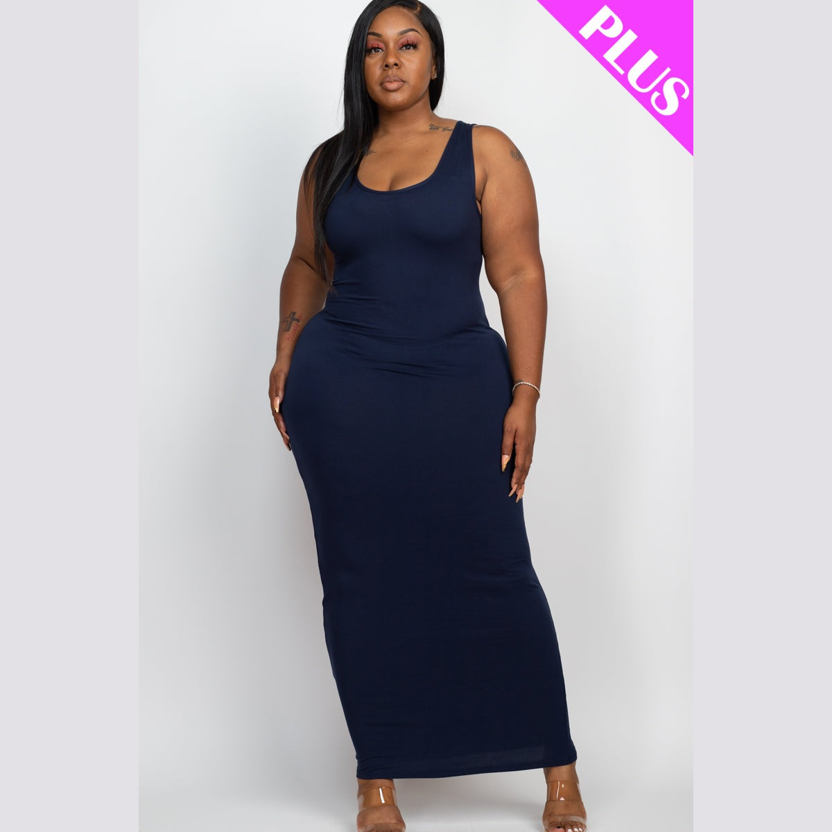 Plus Size Solid Basic Maxi Dress