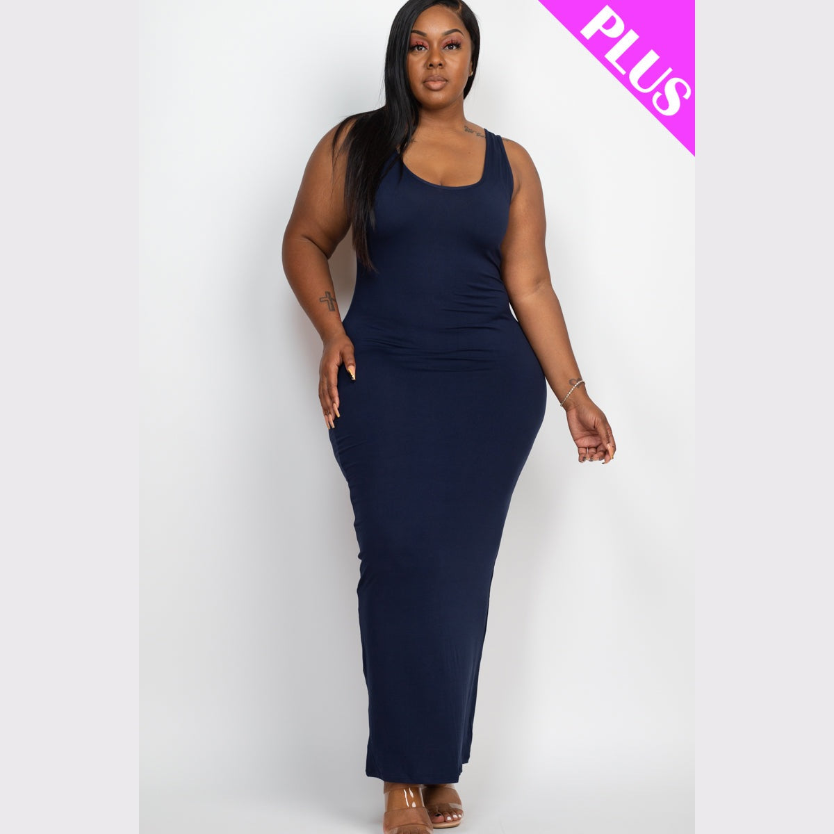 Plus Size Solid Basic Maxi Dress