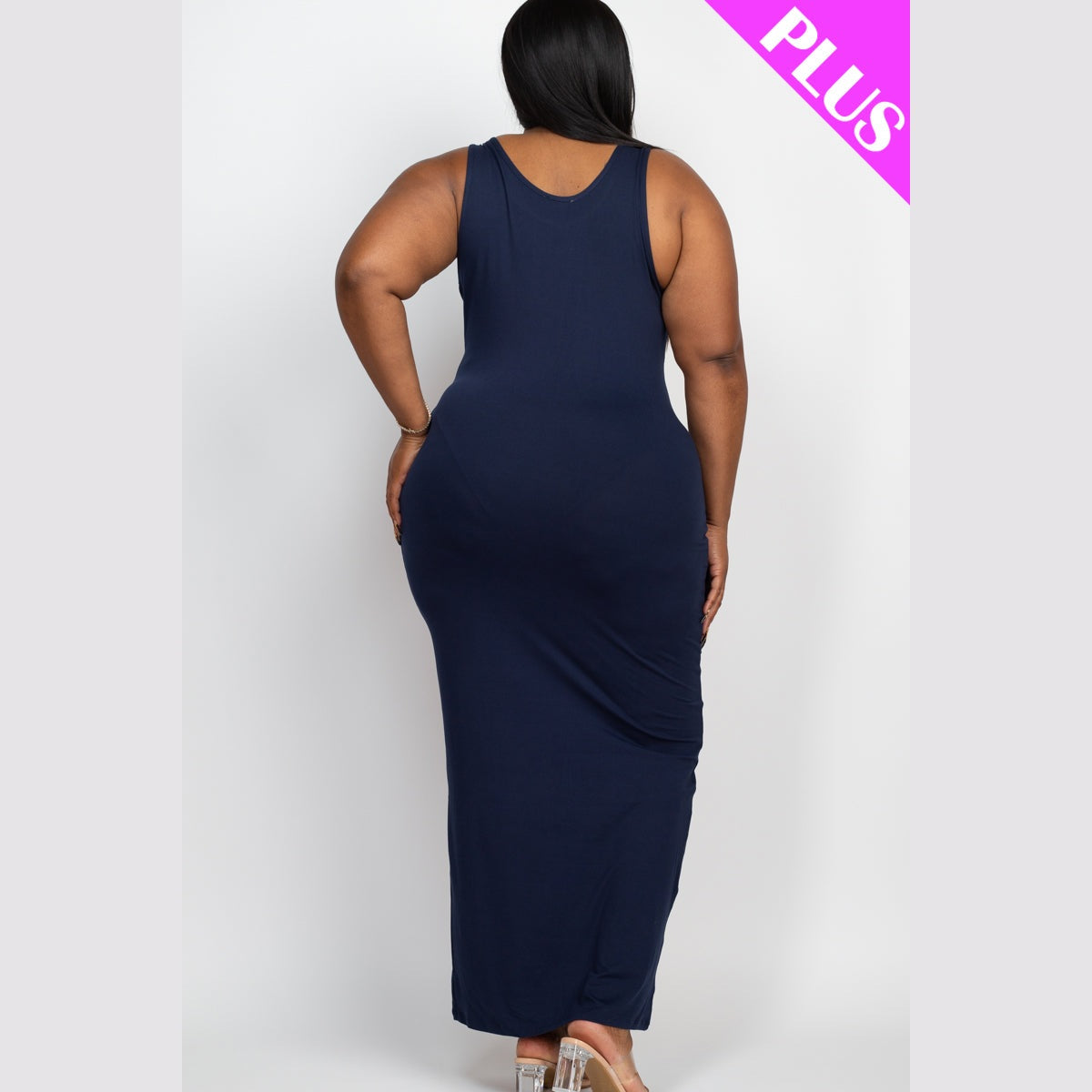 Plus Size Solid Basic Maxi Dress