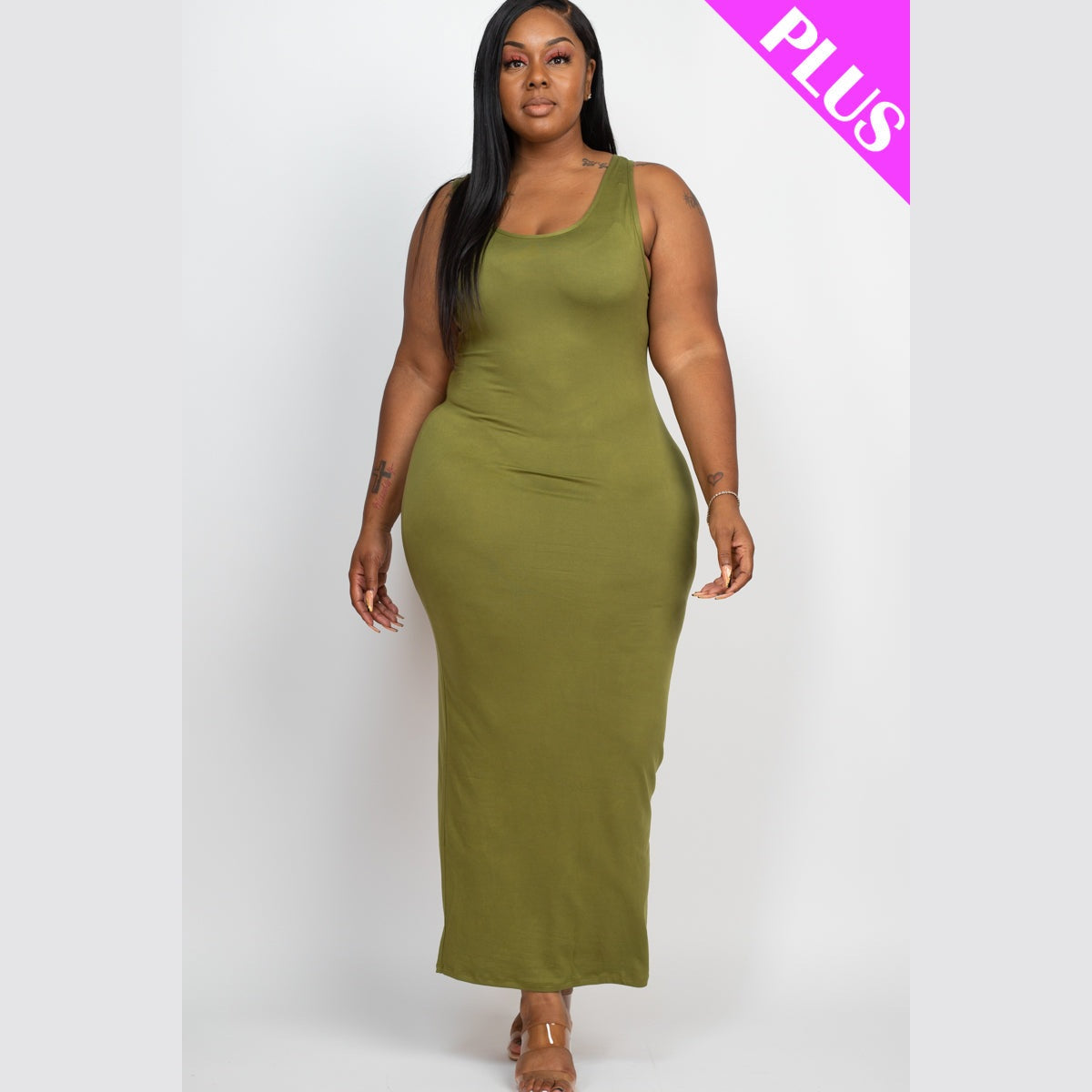 Plus Size Solid Basic Maxi Dress