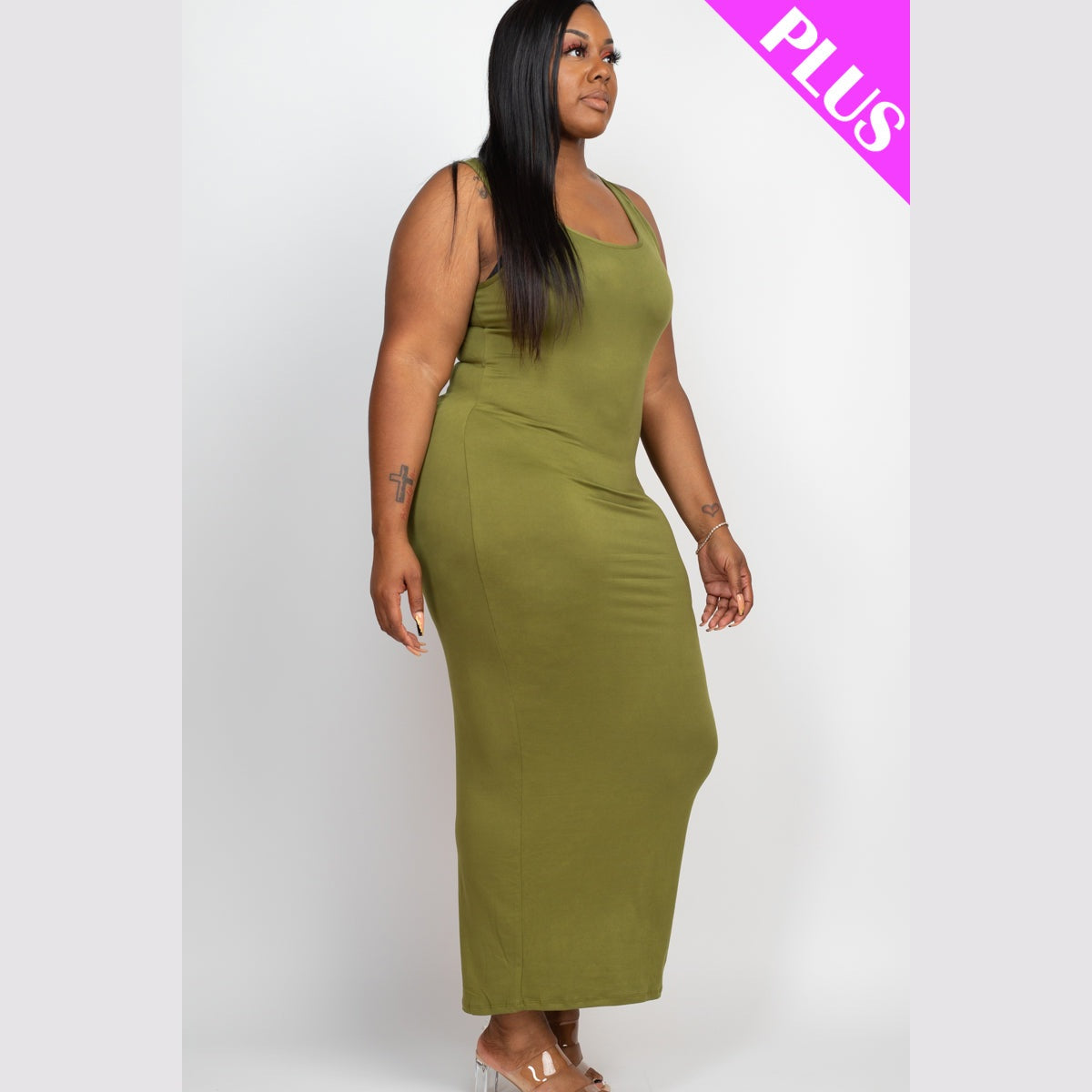 Plus Size Solid Basic Maxi Dress