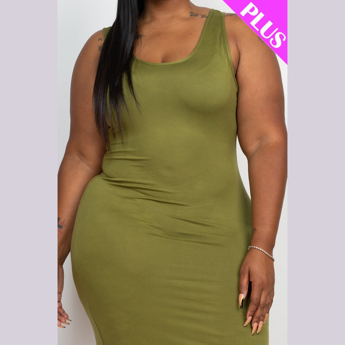 Plus Size Solid Basic Maxi Dress