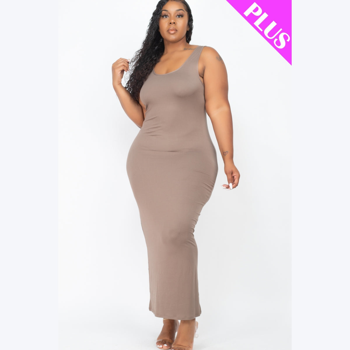 Plus Size Solid Basic Maxi Dress