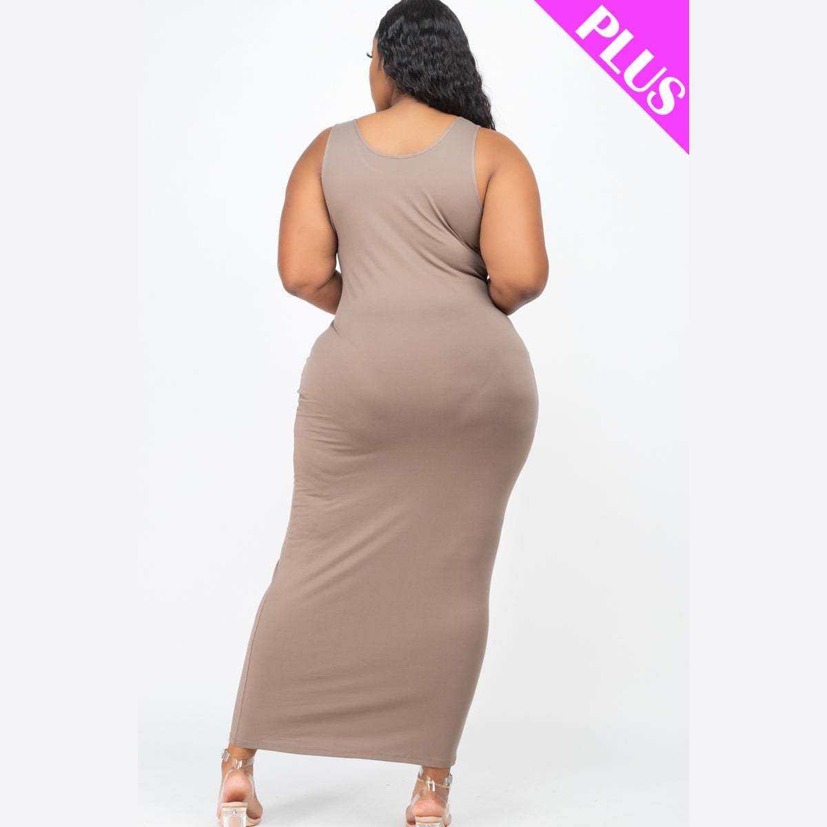 Plus Size Solid Basic Maxi Dress