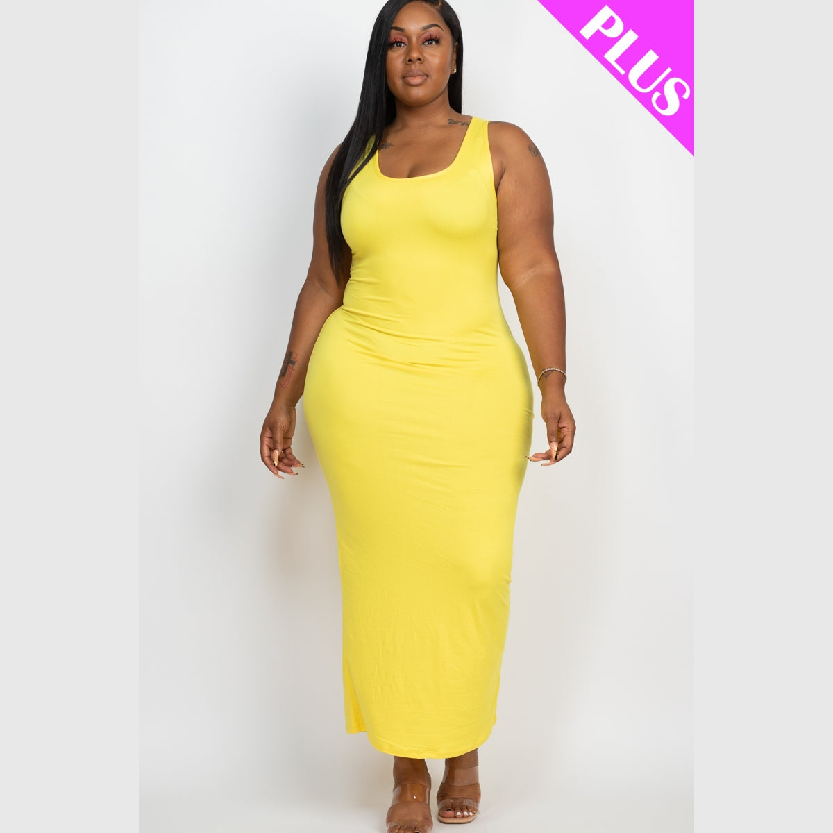 Plus Size Solid Basic Maxi Dress
