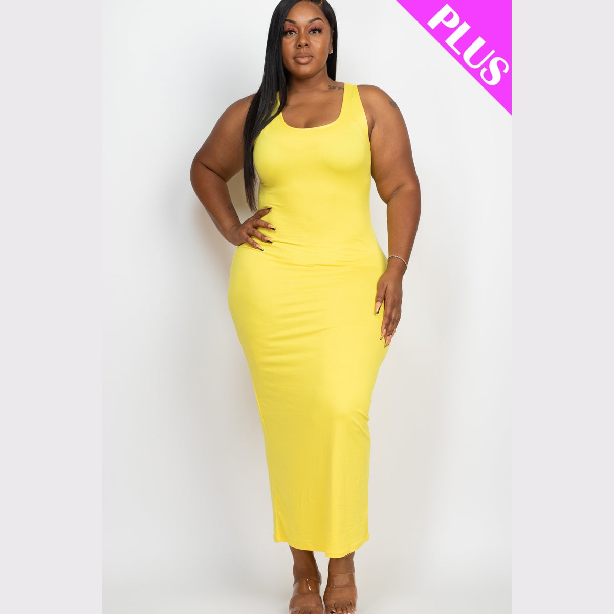 Plus Size Solid Basic Maxi Dress