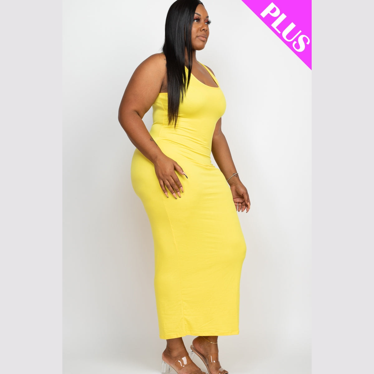 Plus Size Solid Basic Maxi Dress