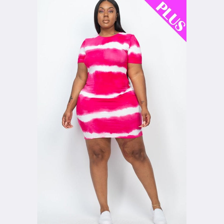 Plus Size Tie-dye Print Bodycon Dress