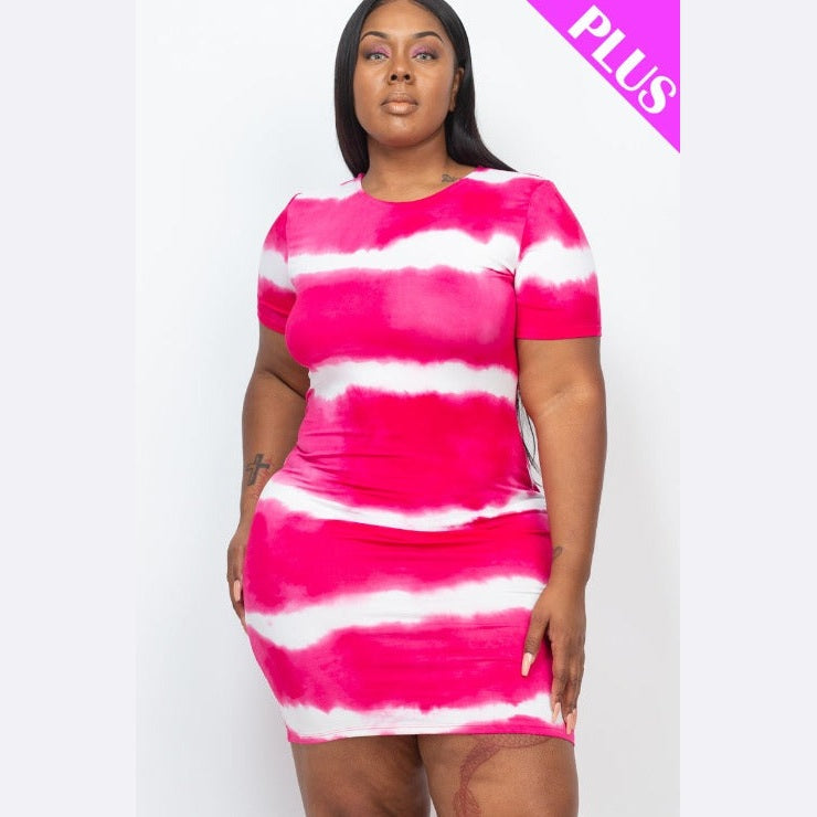 Plus Size Tie-dye Print Bodycon Dress