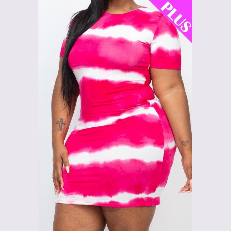Plus Size Tie-dye Print Bodycon Dress