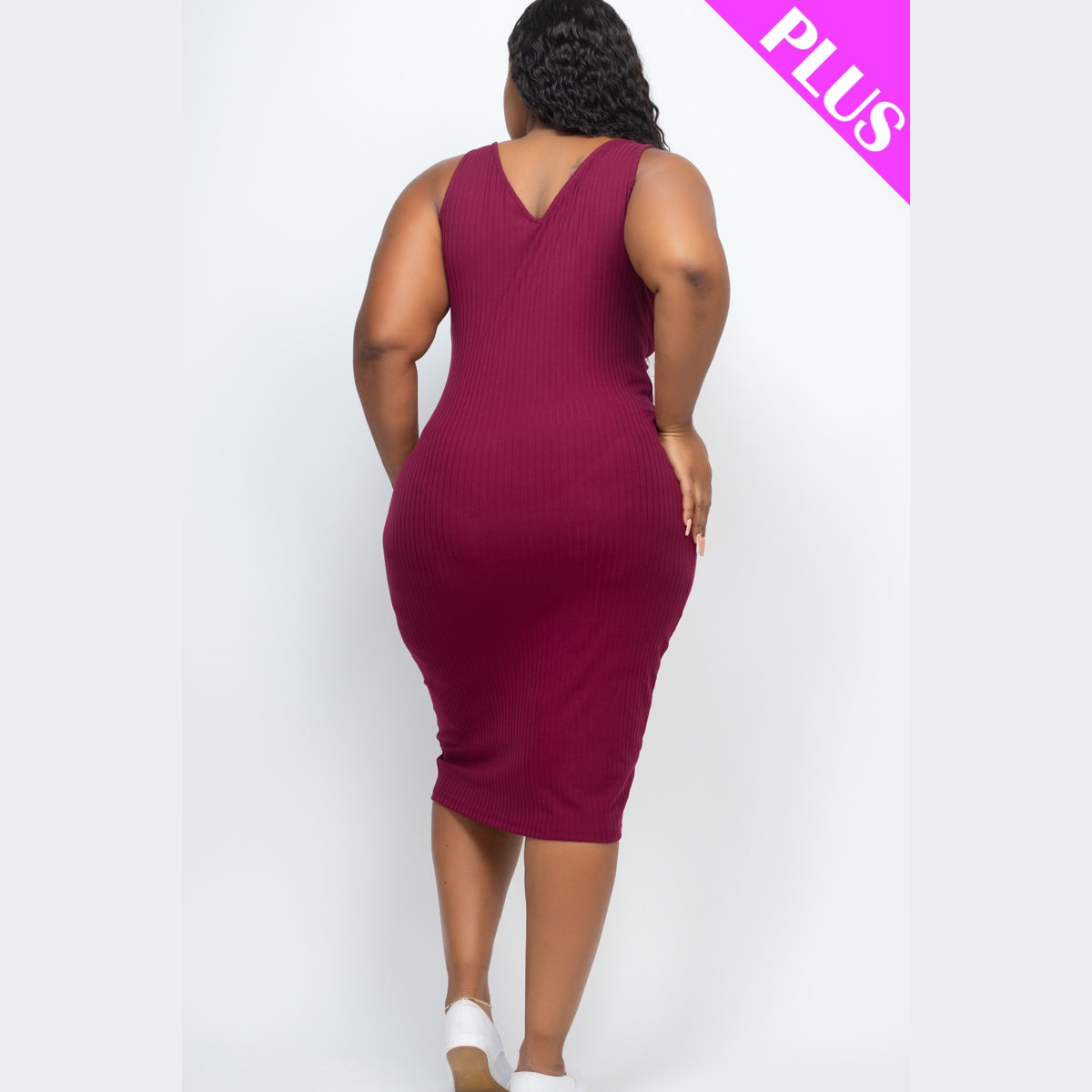 Plus Size Ribbed Sleeveless Bodycon Dress