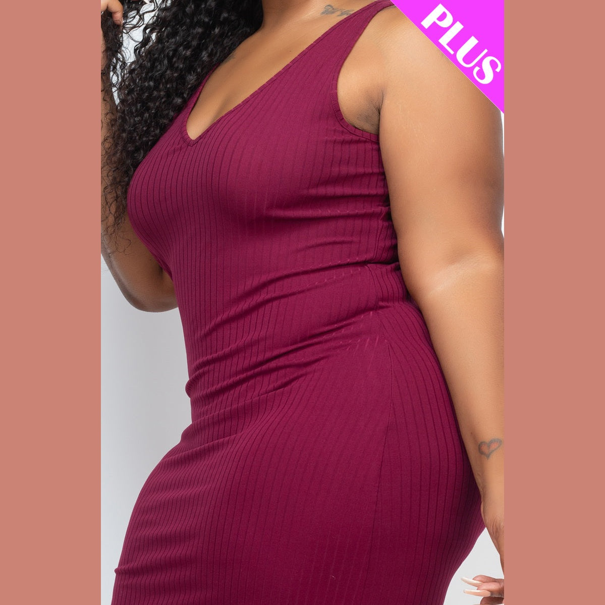 Plus Size Ribbed Sleeveless Bodycon Dress