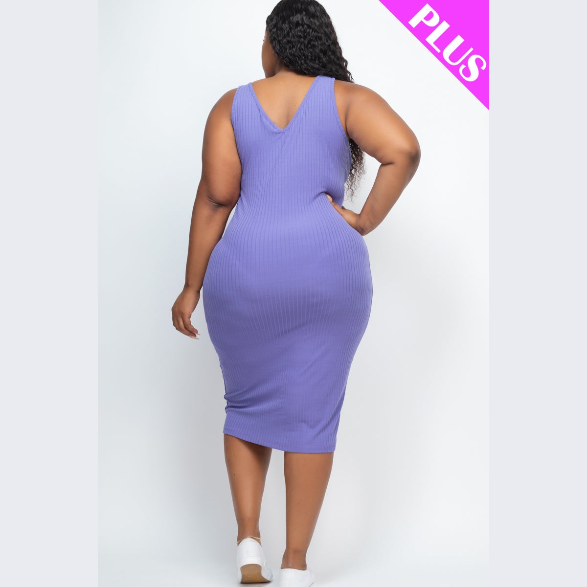 Plus Size Ribbed Sleeveless Bodycon Dress