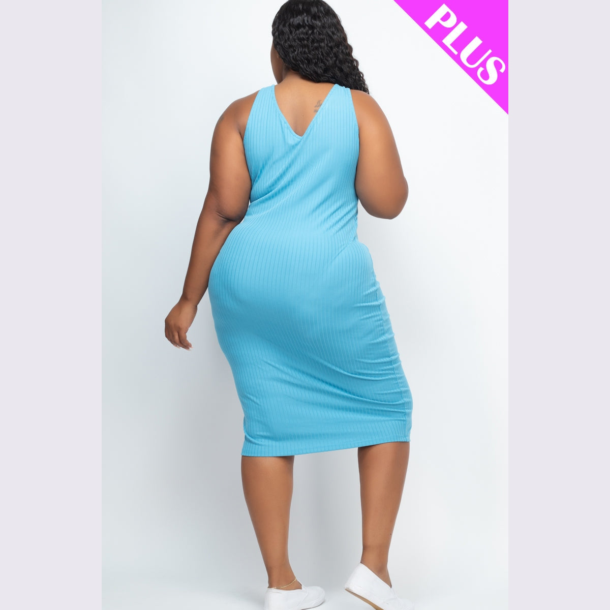 Plus Size Ribbed Sleeveless Bodycon Dress