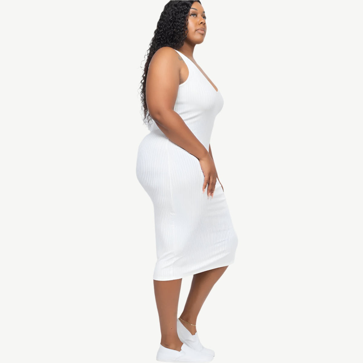 Plus Size Ribbed Sleeveless Bodycon Dress
