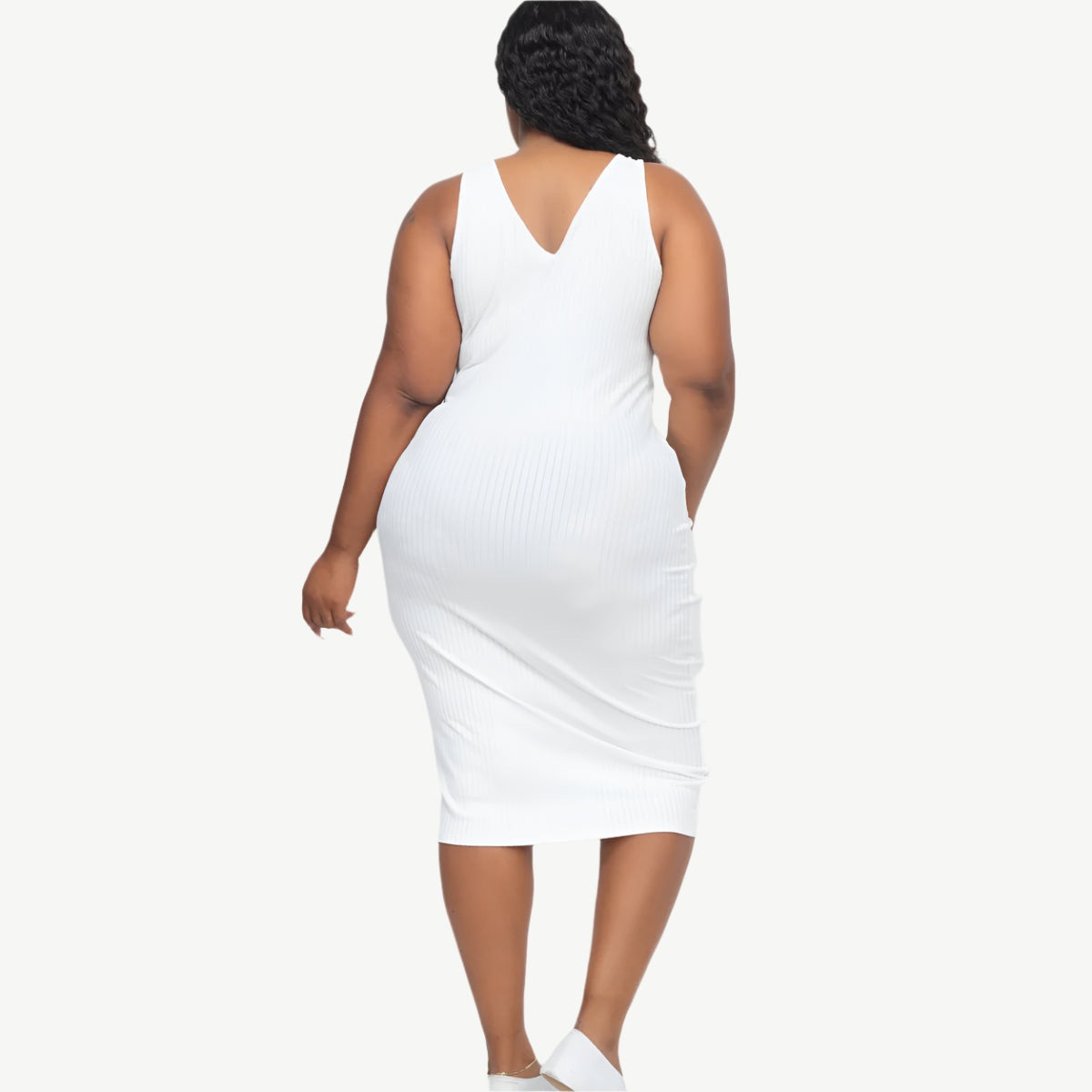 Plus Size Ribbed Sleeveless Bodycon Dress