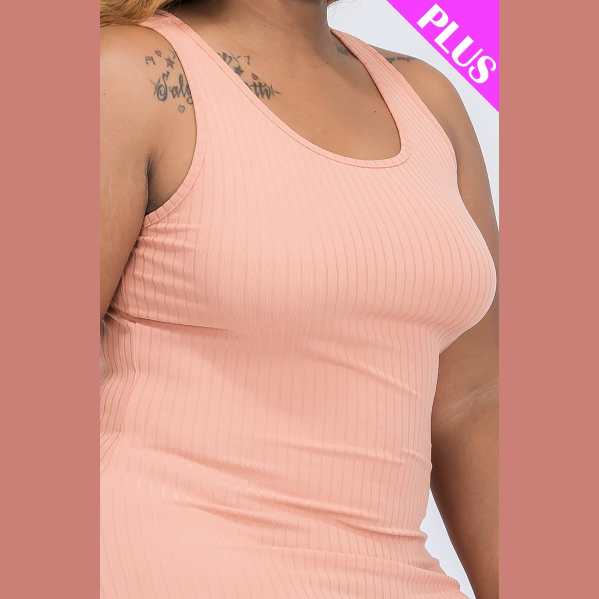 Plus Size Ribbed Side Slit Tank Dress