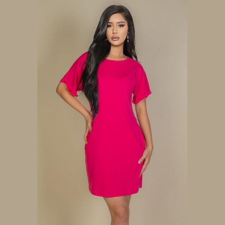 Side Pocket Double Folded Mini Dress