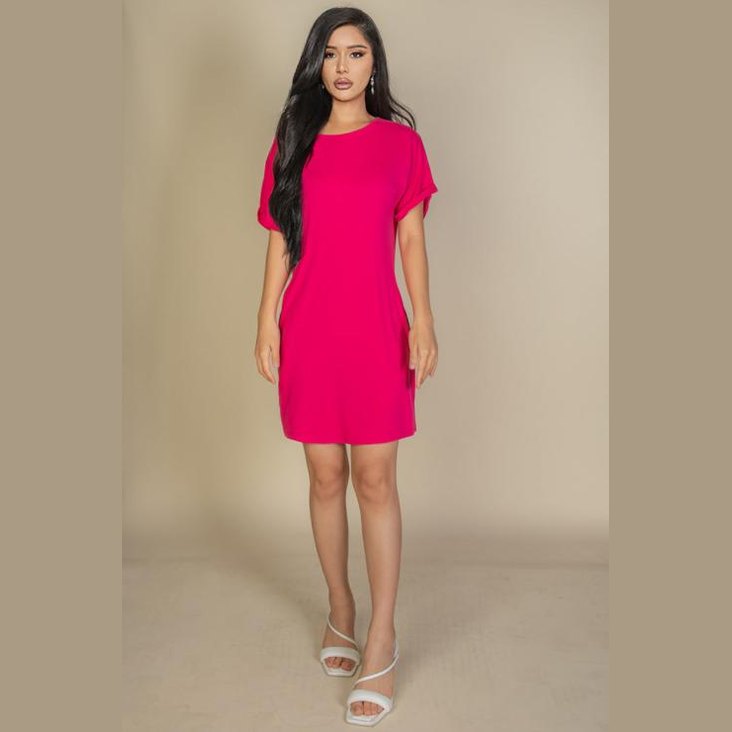 Side Pocket Double Folded Mini Dress
