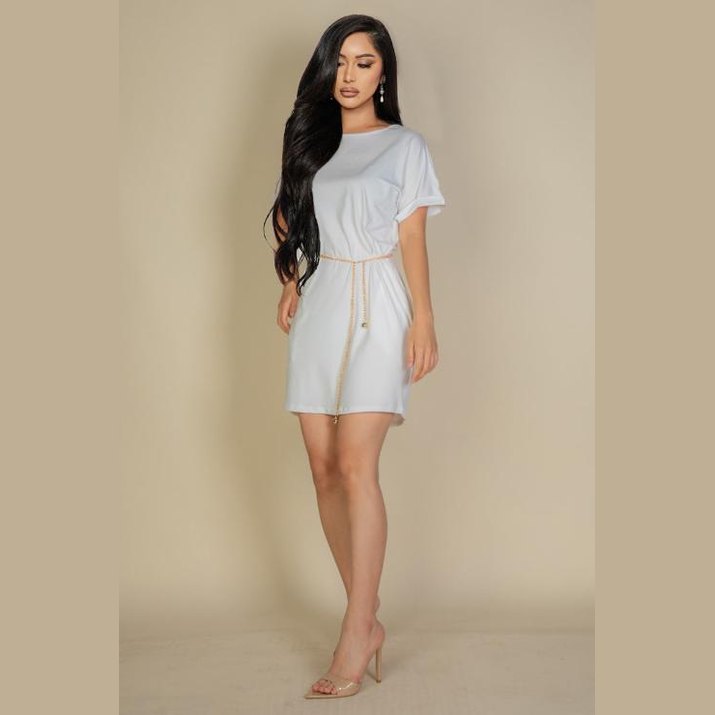 Side Pocket Double Folded Mini Dress