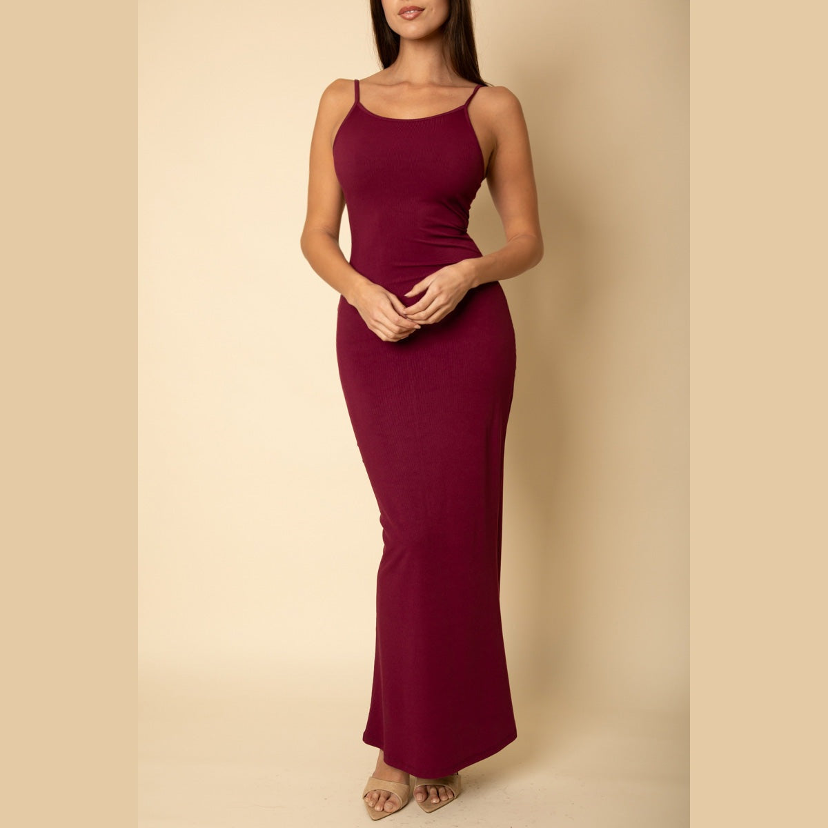 Ribbed Mermaid Hem Camisole Maxi Dress