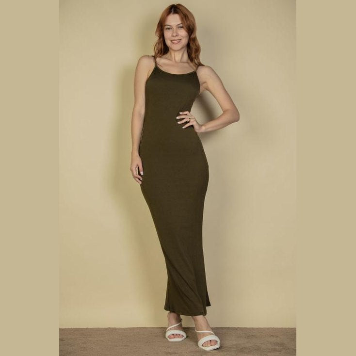 Ribbed Mermaid Hem Camisole Maxi Dress