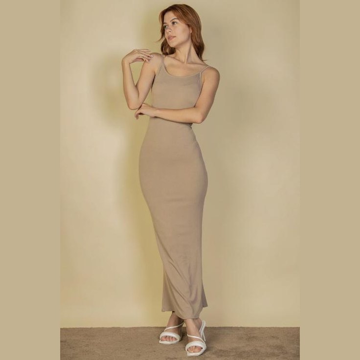 Ribbed Mermaid Hem Camisole Maxi Dress