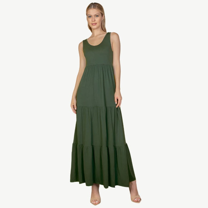 Solid Layered Hem Dress