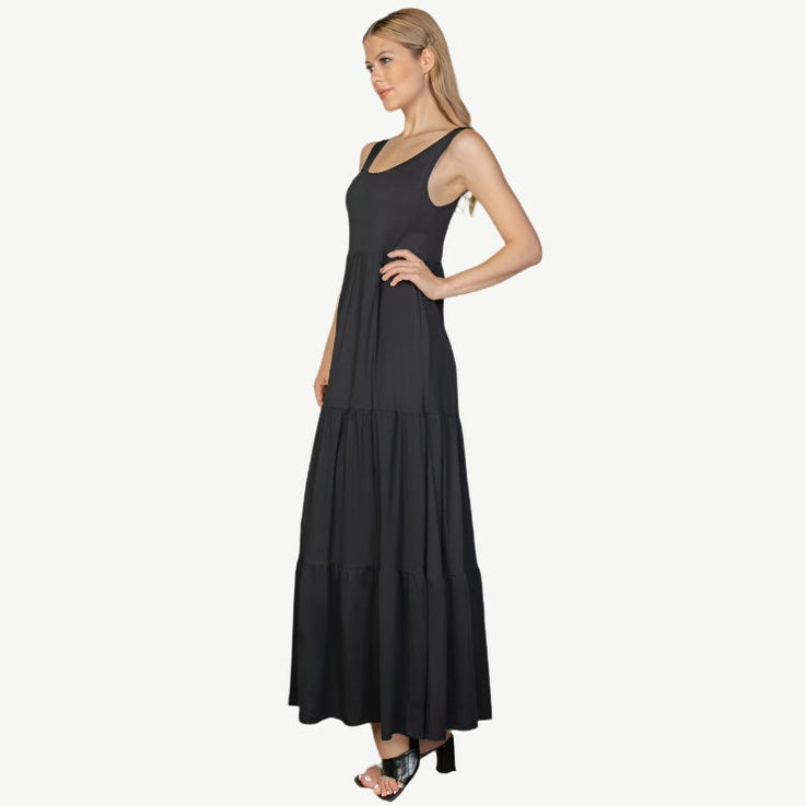 Solid Layered Hem Dress