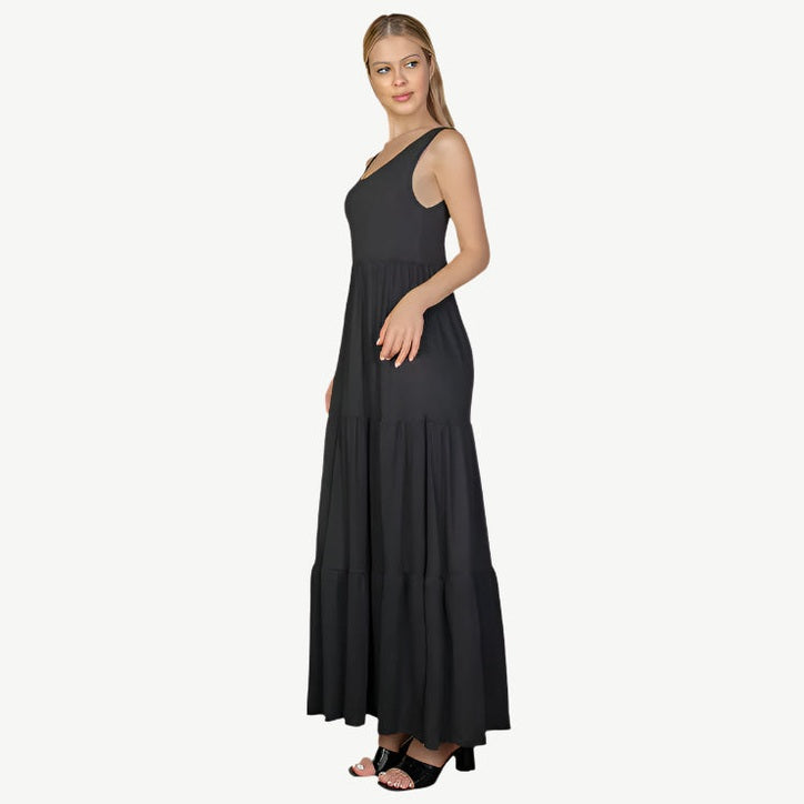 Solid Layered Hem Dress
