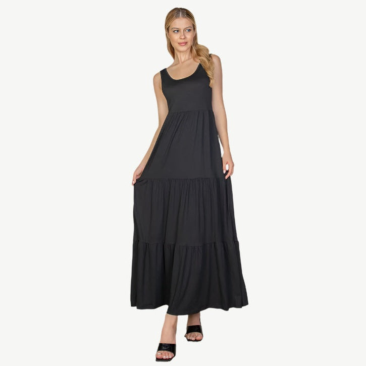 Solid Layered Hem Dress