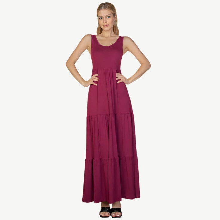 Solid Layered Hem Dress