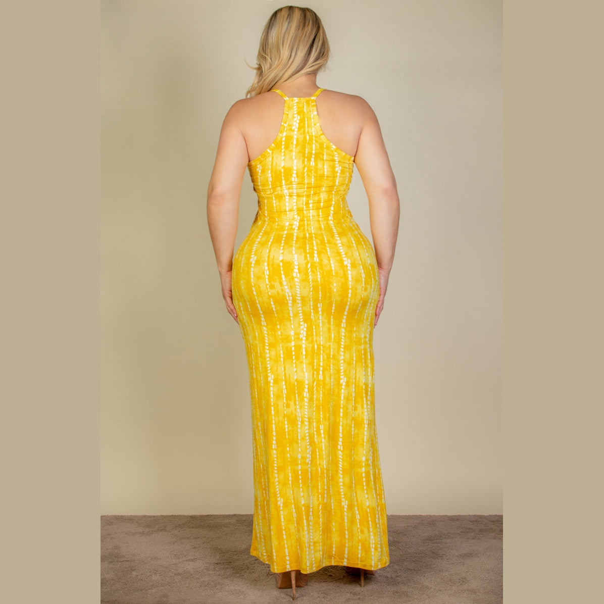 Plus Size Tie Dye Printed Cami Bodycon Maxi Dress