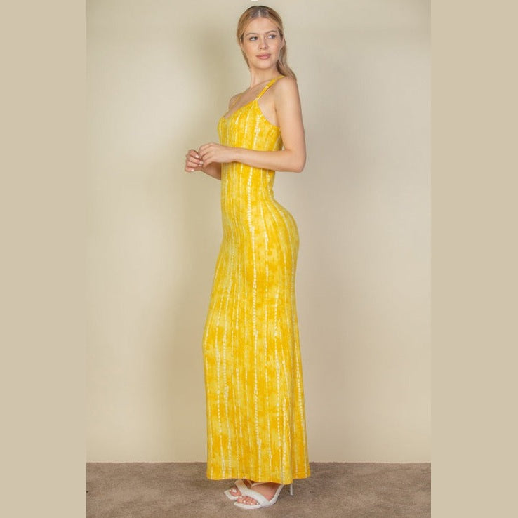 Tie Dye Printed Cami Bodycon Maxi Dress