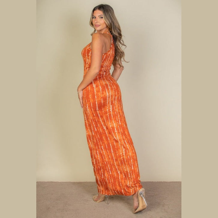 Tie Dye Printed Cami Bodycon Maxi Dress