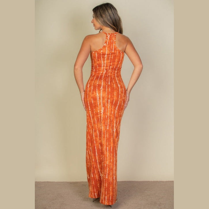 Tie Dye Printed Cami Bodycon Maxi Dress