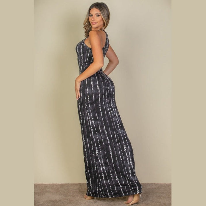 Tie Dye Printed Cami Bodycon Maxi Dress