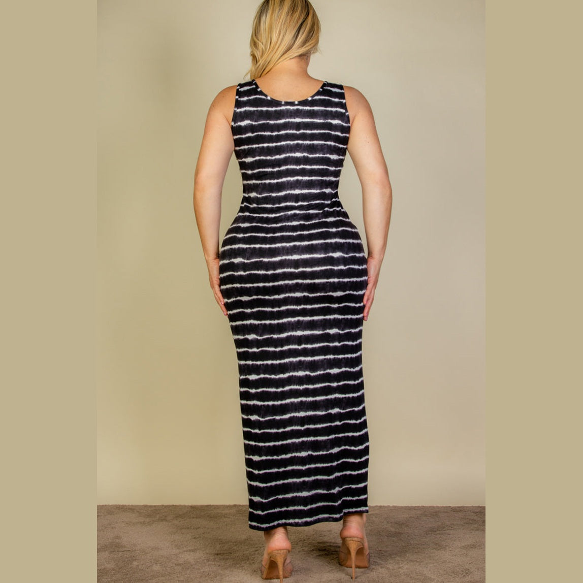 Plus Size Tie Dye Printed Tank Bodycon Maxi Dress