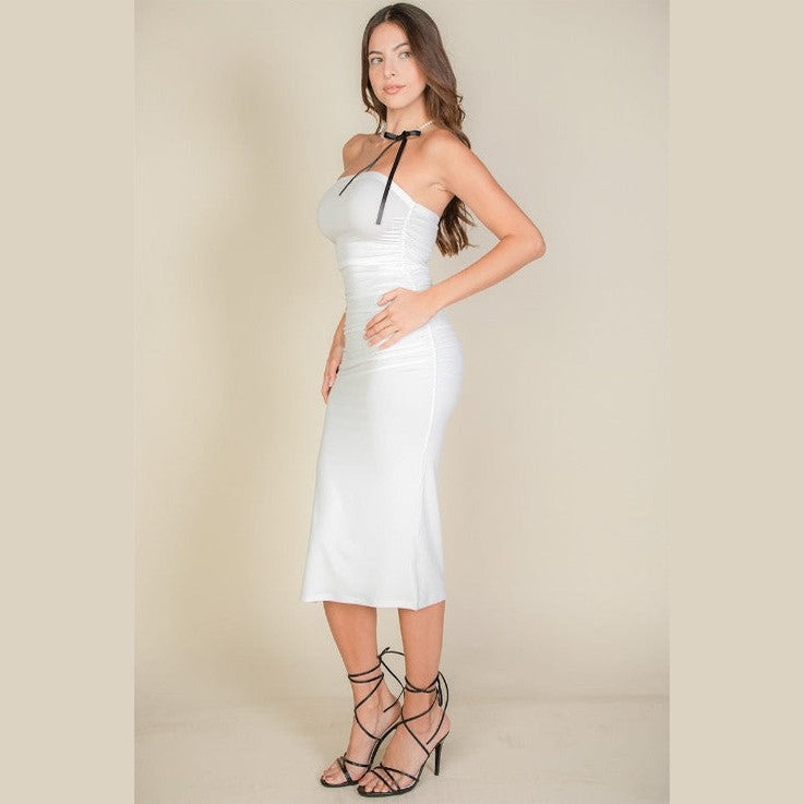 Solid Bodycon Split Hem Tube Dress
