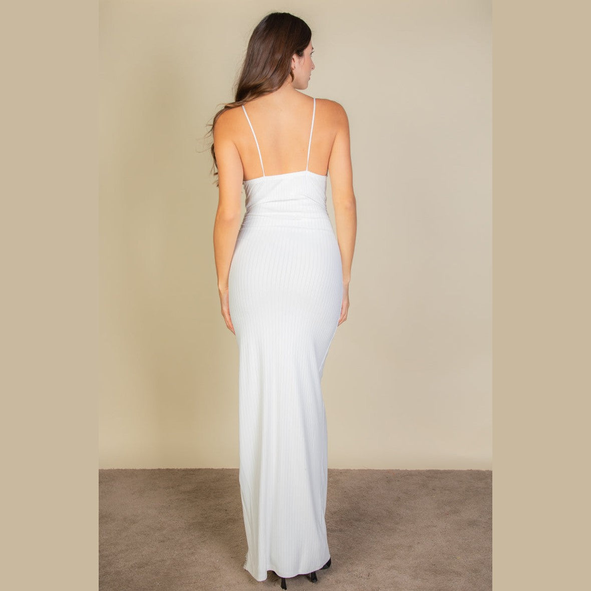 Eyelash Lace Trim Split Thigh Cami Dress