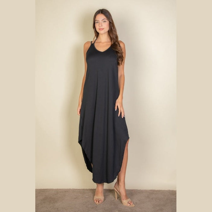 Solid Cami Double Strap Loose Fit Dress