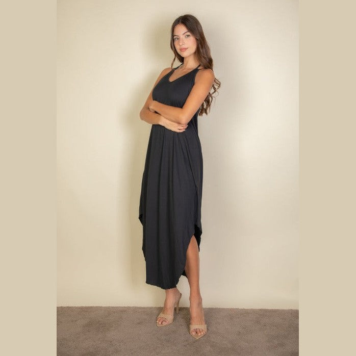 Solid Cami Double Strap Loose Fit Dress