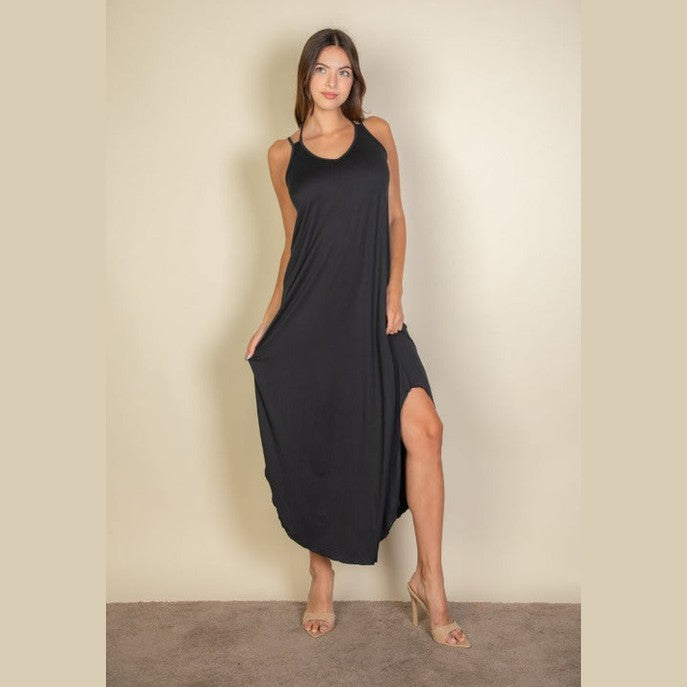 Solid Cami Double Strap Loose Fit Dress