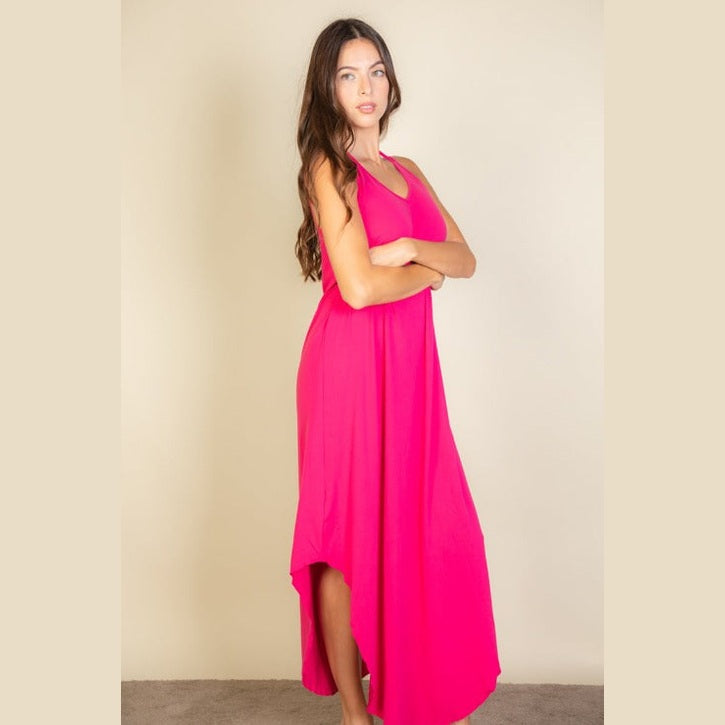 Solid Cami Double Strap Loose Fit Dress