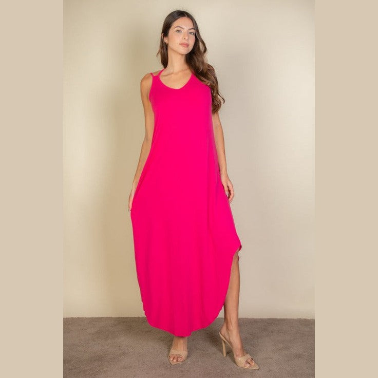 Solid Cami Double Strap Loose Fit Dress