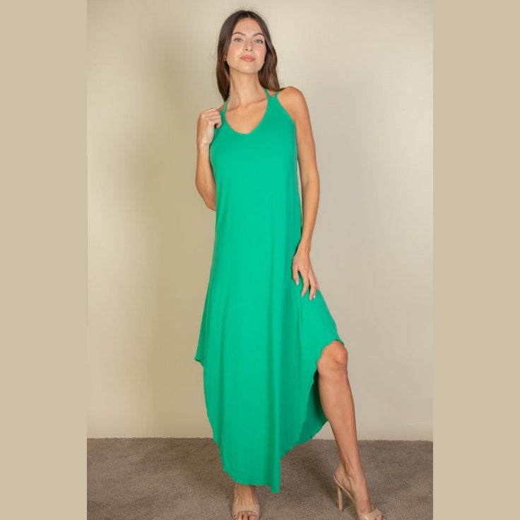 Solid Cami Double Strap Loose Fit Dress