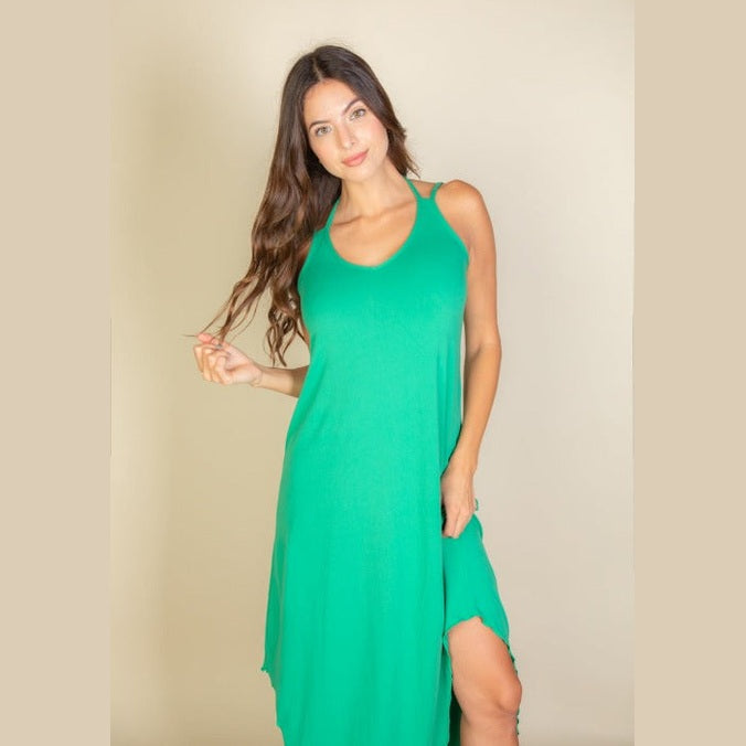 Solid Cami Double Strap Loose Fit Dress
